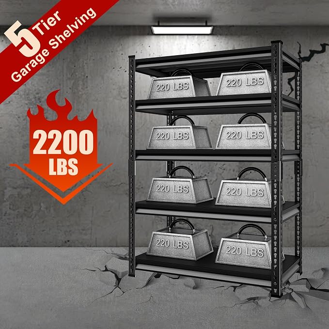 40" W Garage Shelving Heavy Duty, 2200 Lbs Loads Garage Storage Shelves Heavy - Image 7