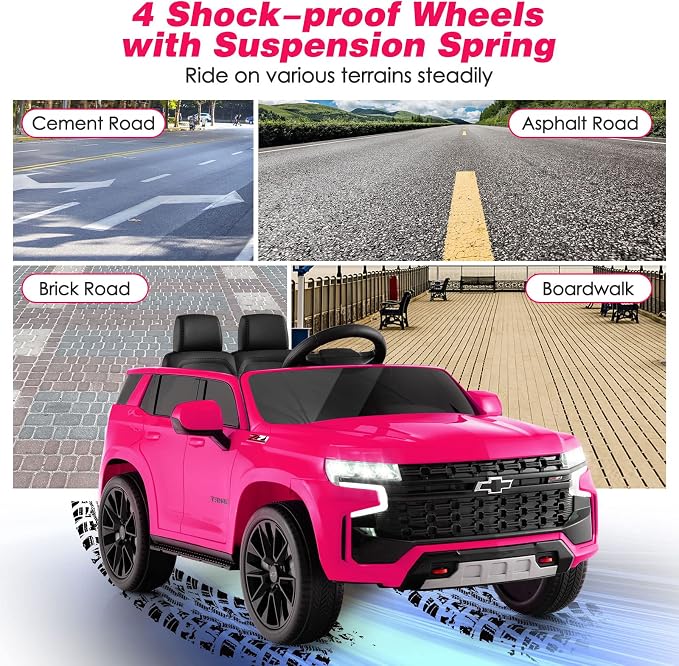 HONEY JOY Ride On Truck, 12V Licensed Chevrolet Tahoe, Chevy Electric Vehicle - Image 3