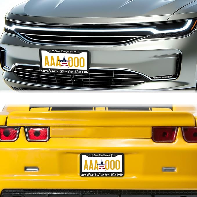 License Plate Cover Black and White License Plate Frames Jesus Died - Image 8