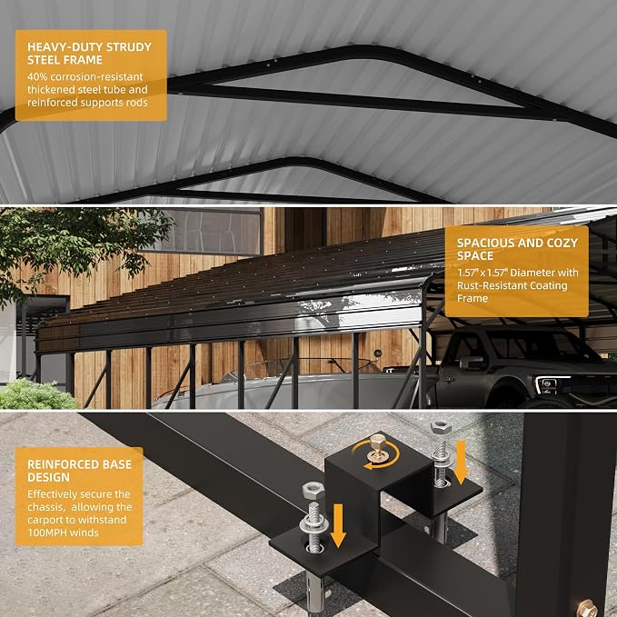 20' x 40' x 8.5' Heavy Duty Metal Carport - Image 4