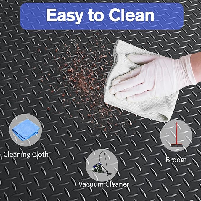 4X10 FT Garage Floor Mat， 2.5 Inch Thickened Diamond Plate Flooring Roll - Image 3