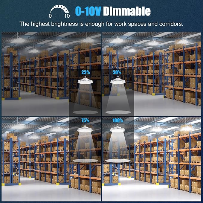 150W LED High Bay Light, AC100-277V 21, 000LM 0-10V Dimmable UL Listed IP65 - Image 6