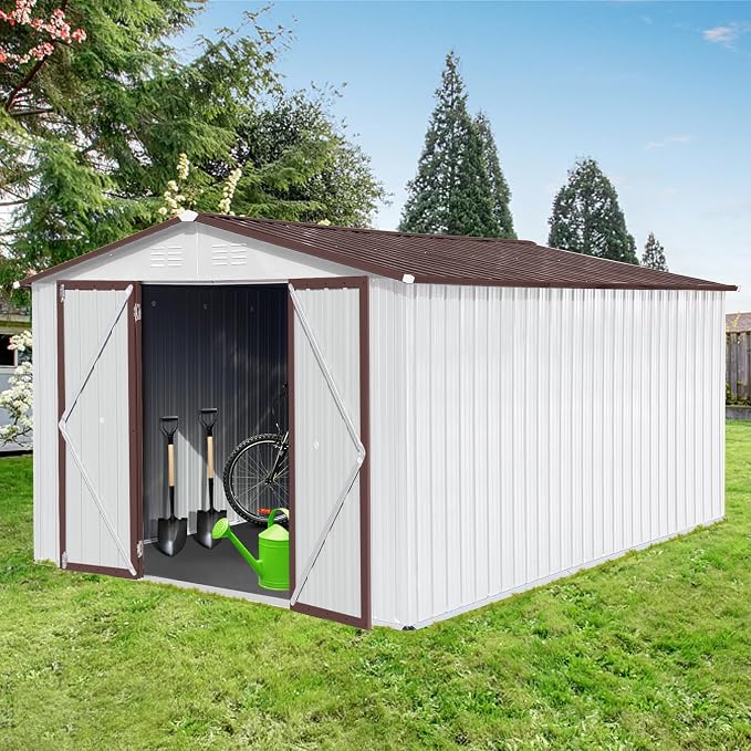 12 x 10 FT Metal Garden Shed, Outdoor Storage Shed - Image 3