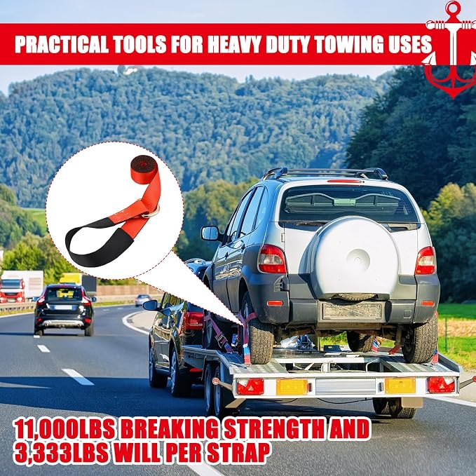 8Pack 2'' X 8ft Tow Truck Straps Lasso Wheel Lift Straps Lasso Tow Strap - Image 5