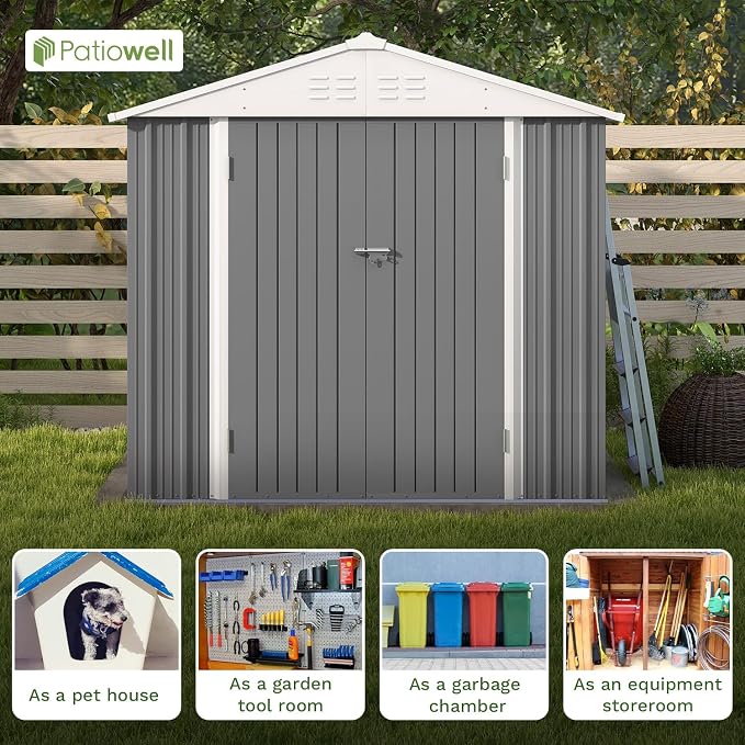 Patiowell 8x6 FT Outdoor Storage Shed, Garden Storage Shed - Image 5