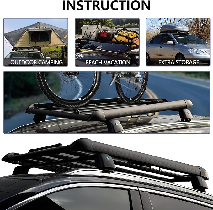 AUTOXBERT 50" x37.8" x3.54" Universal Aluminum Roof Rack Rooftop Cargo Carrier - Image 9