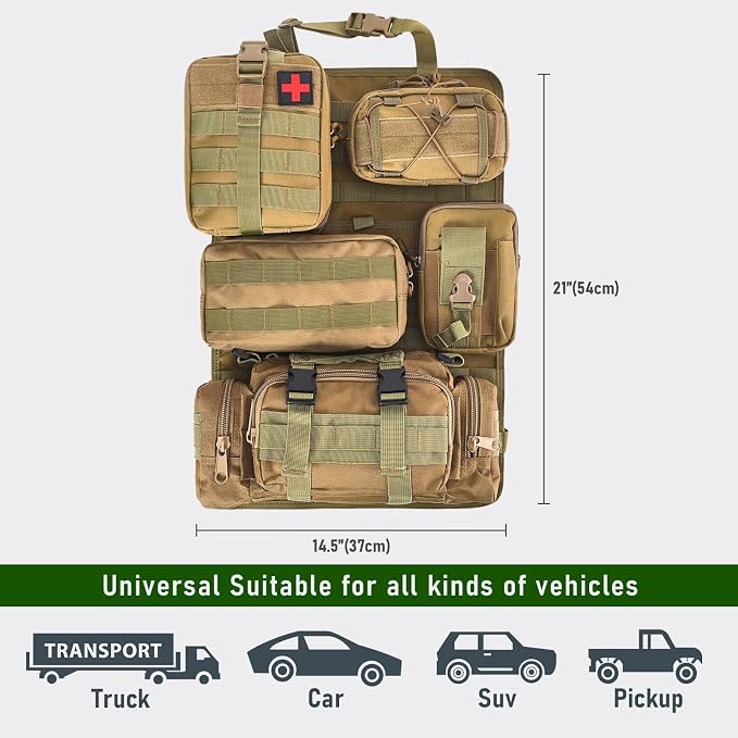 Universal Tactical Seat ​Back Organizer Vehicle Molle Panel Organizer Storage - Image 6