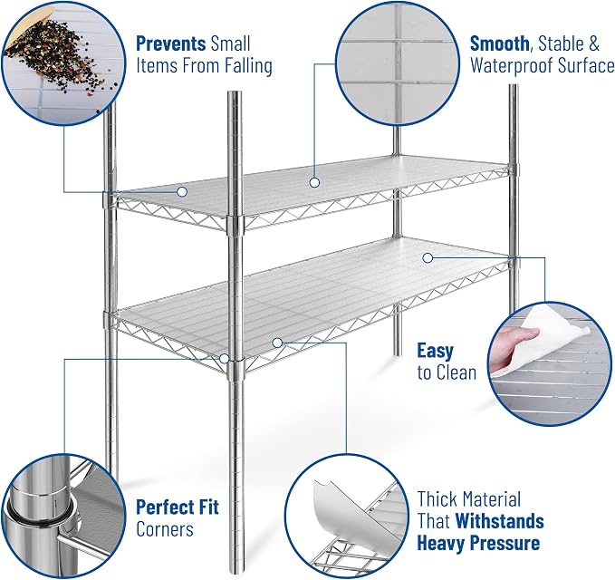 Shelf Liners for Wire Shelf System: Set of 5 in Graphite: 14 x 30 inch: Plastic - Image 5