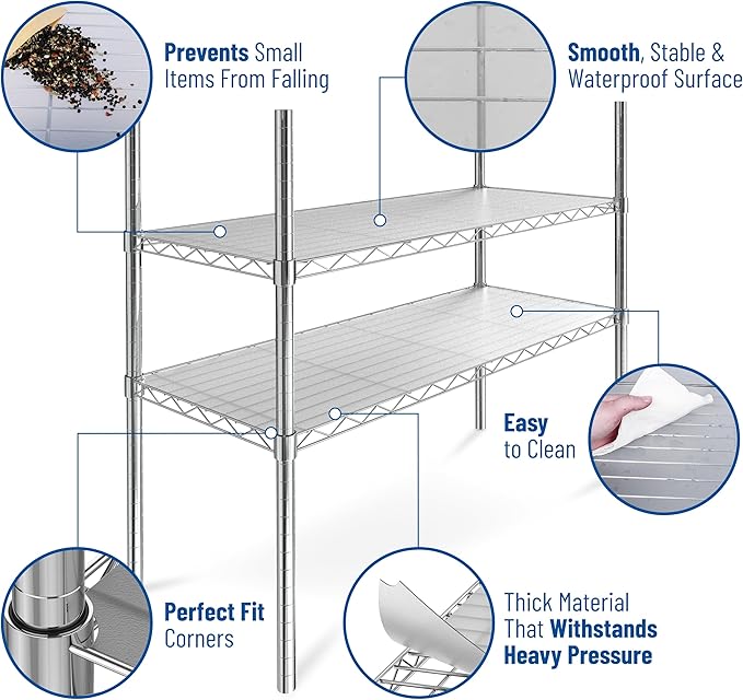 Shelf Liners for Wire Shelf System: Set of 3 in Graphite: 13.4 x 23.2 inch: - Image 5