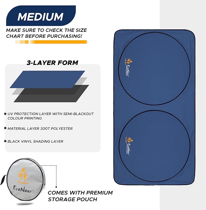 EcoNour Car Windshield Sun Shade | Premium 300T Polyester Automotive Heat - Image 6