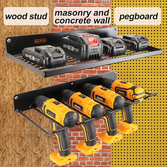 Power Tool Organizer with Charging Station, Drill Holder Wall Mount, Garage - Image 7