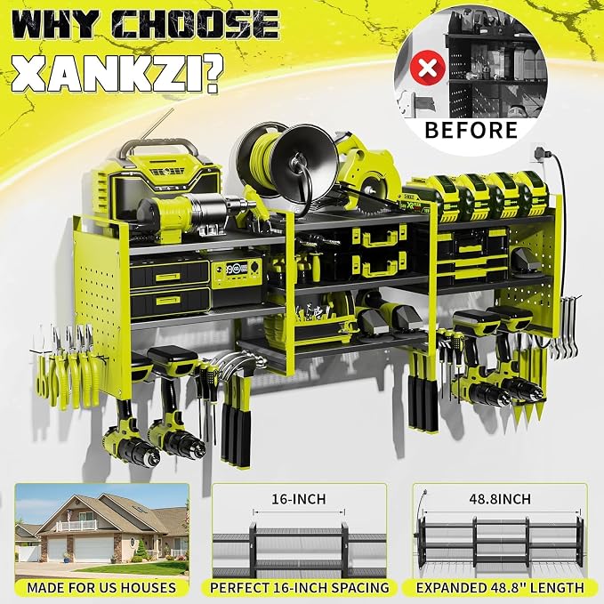 Power Tool Organizer with Charging Station Wall Mount, 3 Layer Expanded Heavy - Image 5