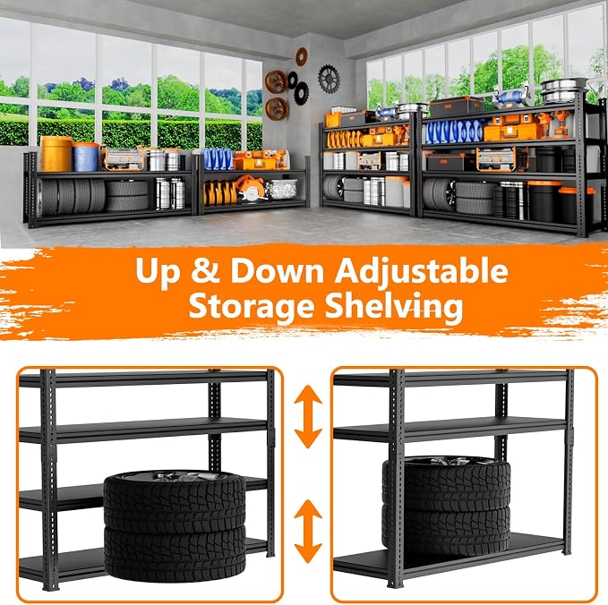 Storage Shelves Heavy Duty 2 PCS, 5-Tier Adjustable Metal Industrial Utility - Image 5