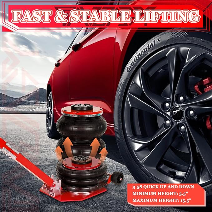 5T Triple Bag Air Jack 11000lbs Pneumatic Jack 3s Fast Lift Up 16in Airbag Jack - Image 3