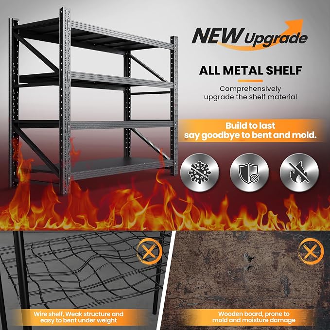 75” W Heavy Duty Metal Shelf, 8000LBS Metal Garage Shelving Units, 4 Tier - Image 5