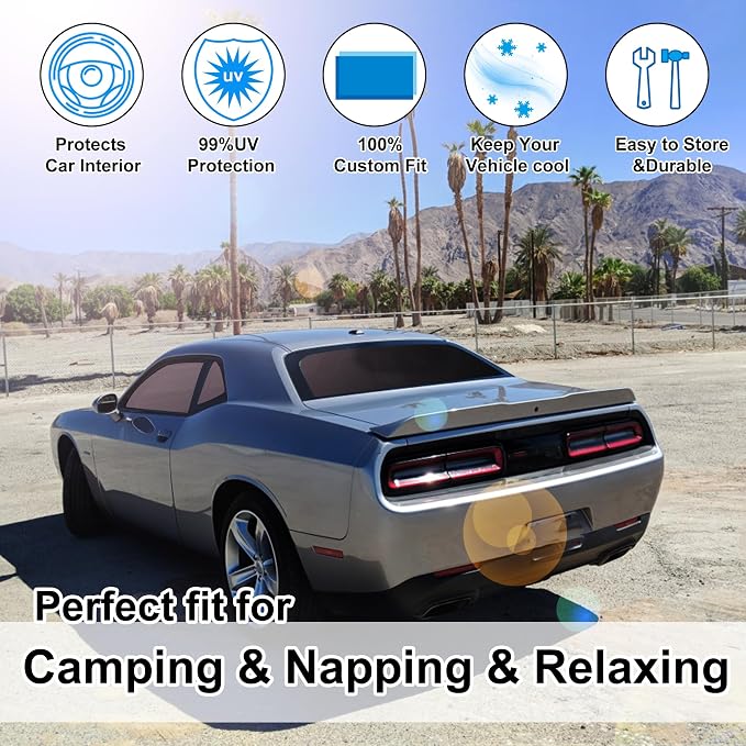 TINGLU Window Shades for Dodge Challenger 2015-2023 Accessories Car Side Full - Image 6