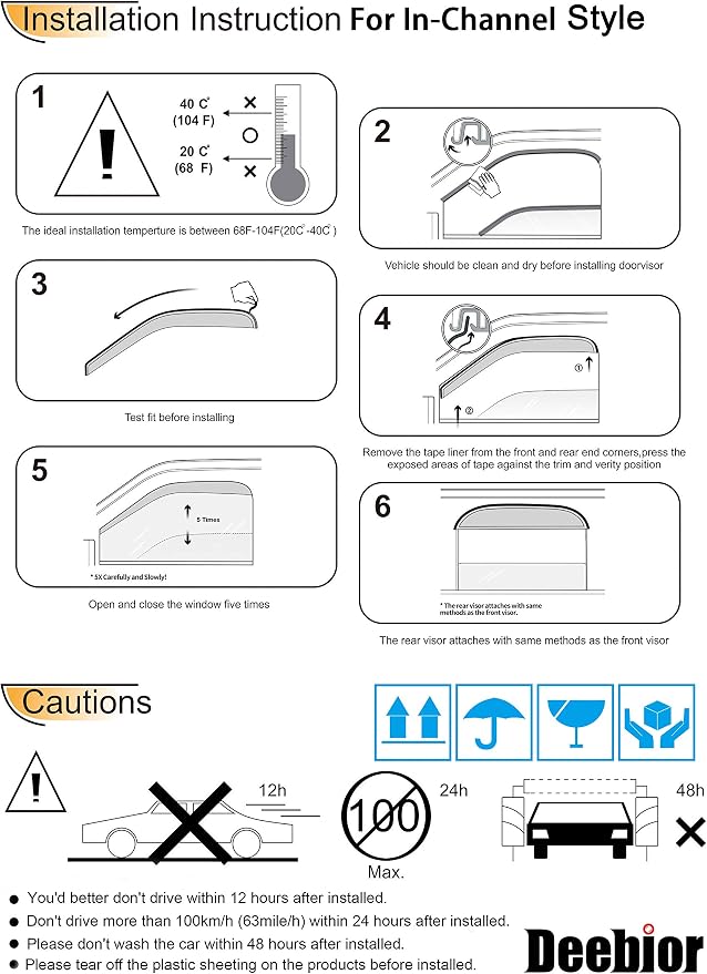4pcs Side Window Deflectors Window Visors - Image 5