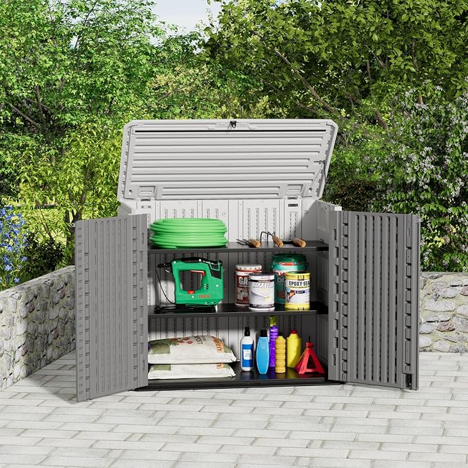 ZZM Outdoor Storage Shed Diamond Texture 4x3FT Horizontal Shed | 34 Cu.Ft - Image 5