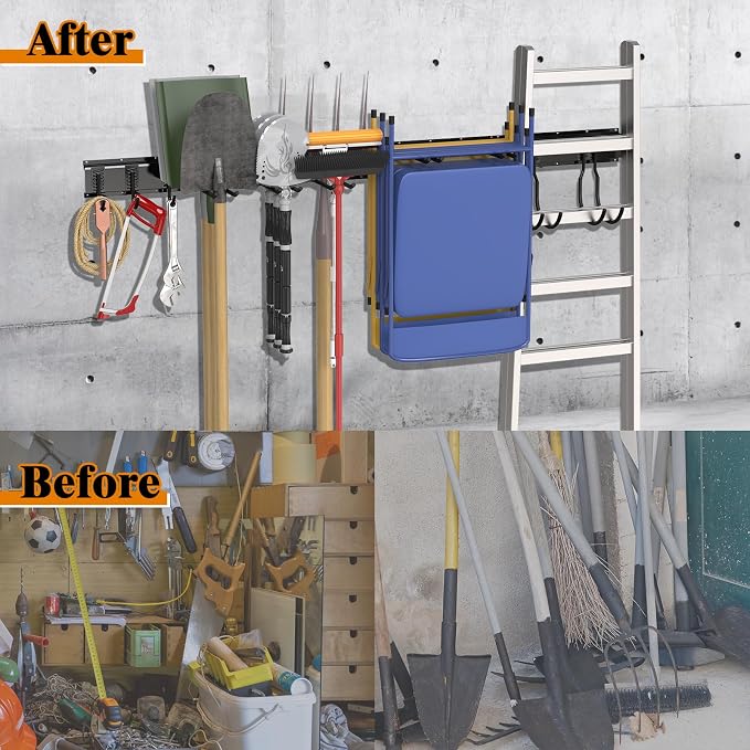 64 Inches Garage Tool Organizer Wall Mount, Yard Tool Hangers - Image 4