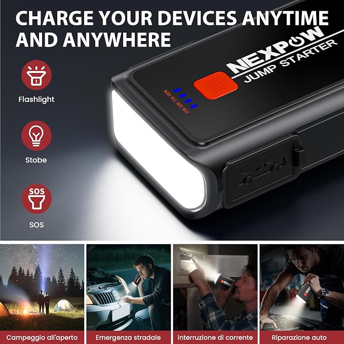 Car Jump Starter 3000A, NEXPOW 12V Battery Jumper Start Pack Kit - Image 4
