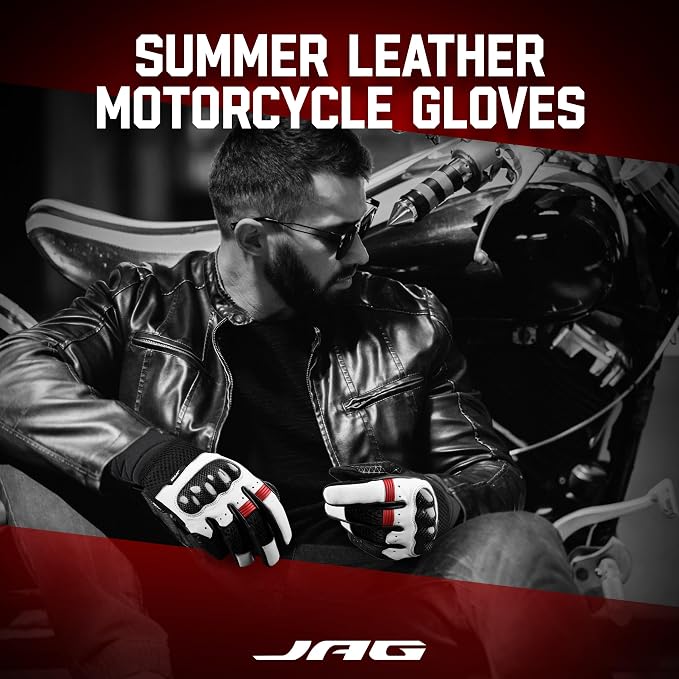 J.A.G. Leather Motorcycle Gloves - Image 4