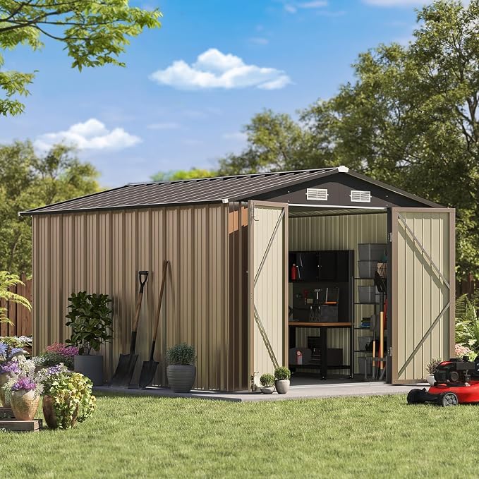 Patiowell 8x10 FT Outdoor Storage Shed, Large Garden Tool Metal Shed - Image 2