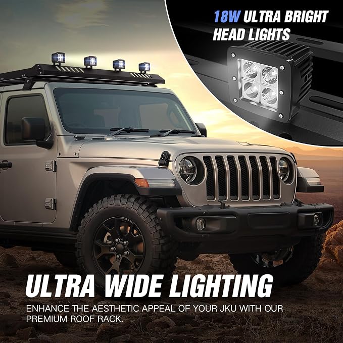 Roof Rack Cargo Basket with 4PCS LED Light Bar Compatible - Image 4