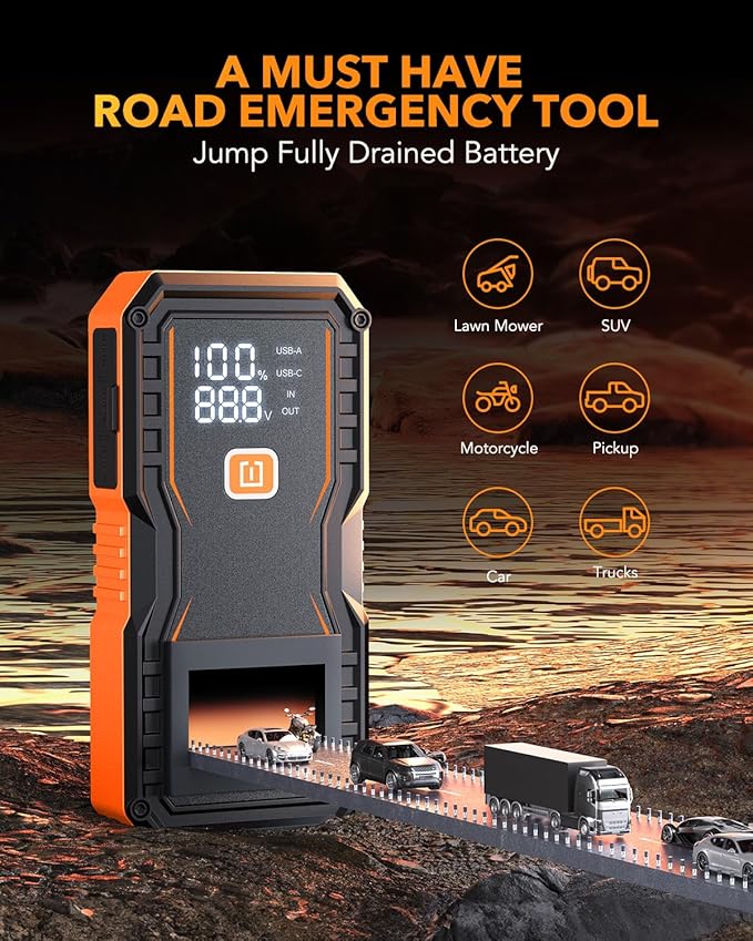 OXILAM Jump Starter 6000A for All Gas/12L Diesel, Car Battery Jumper Starter - Image 3