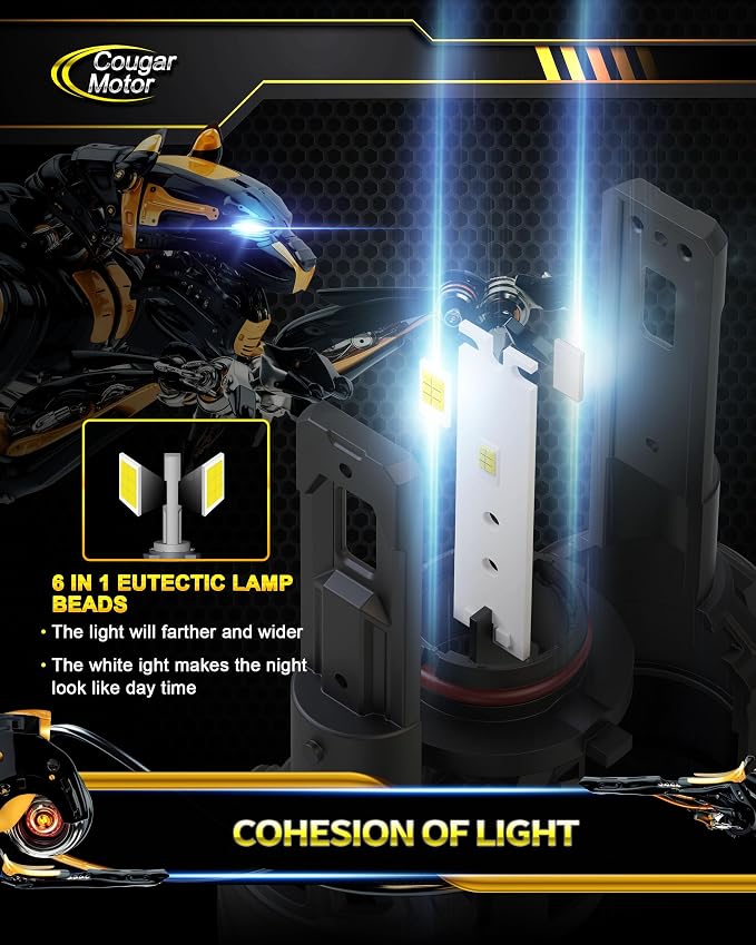 Cougar Motor 9005 Bulbs, HB3 Fog Lights 6500K White Non-Polarity 9005 Fog Bulb - Image 3