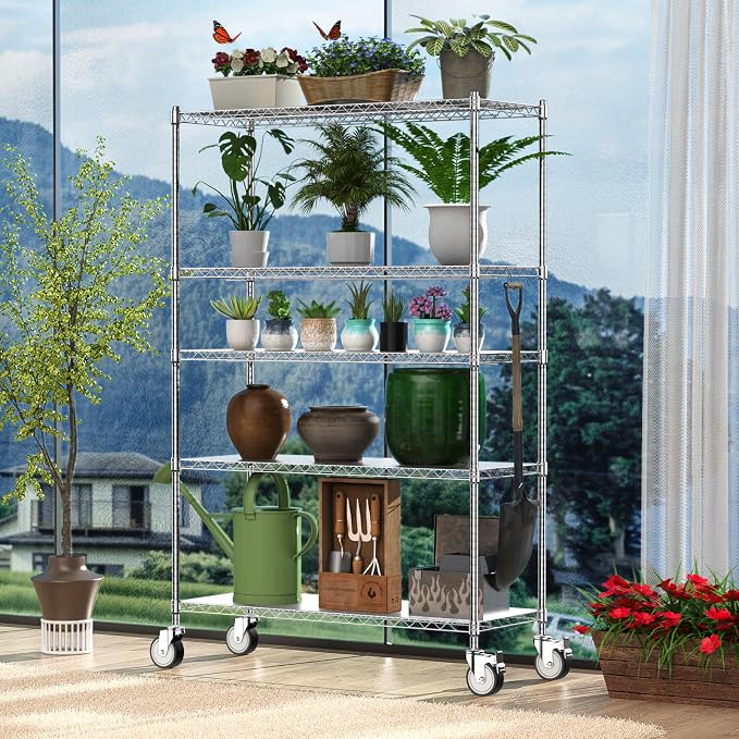 Wire Shelving with Wheels, 3000 Lbs Storage Shelves Heavy Duty, - Image 8