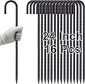 VVOKGO Rebar Stakes 24 Inch J Hook Heavy Duty Ground Anchors, 3/8 Inch Diameter by VVOKGO