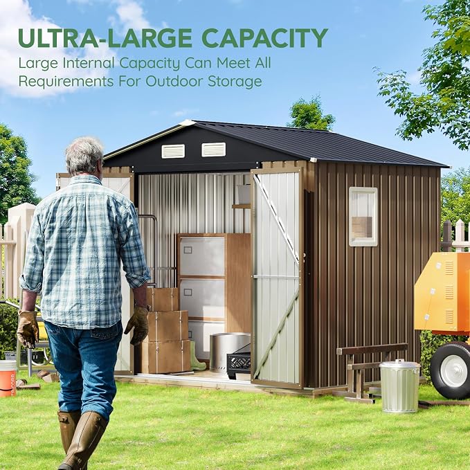 8X6FT Outdoor Steel Storage Shed - Image 4