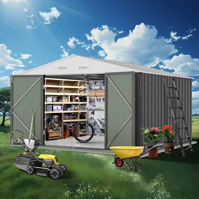 12x10 Ft Outdoor Storage Shed, Large Steel Multipurpose Yard Shed, Metal - Image 7
