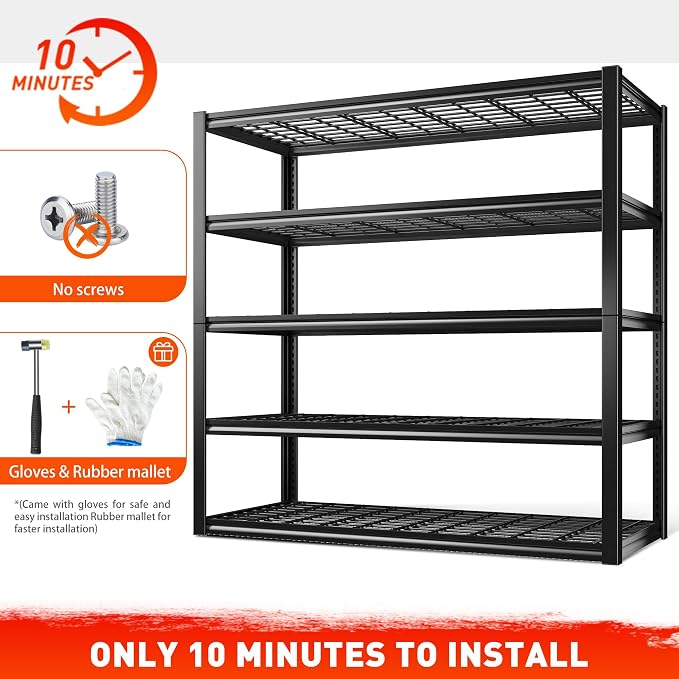 REIBII 48.2''W Garage Shelving Heavy Duty Metal Shelving 3000LBS Storage - Image 9
