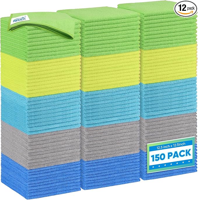 HOMEXCEL Microfiber Cleaning Cloth 12 Pack, 12.5 x 12.5 Inch Microfiber Towels by HOMEXCEL
