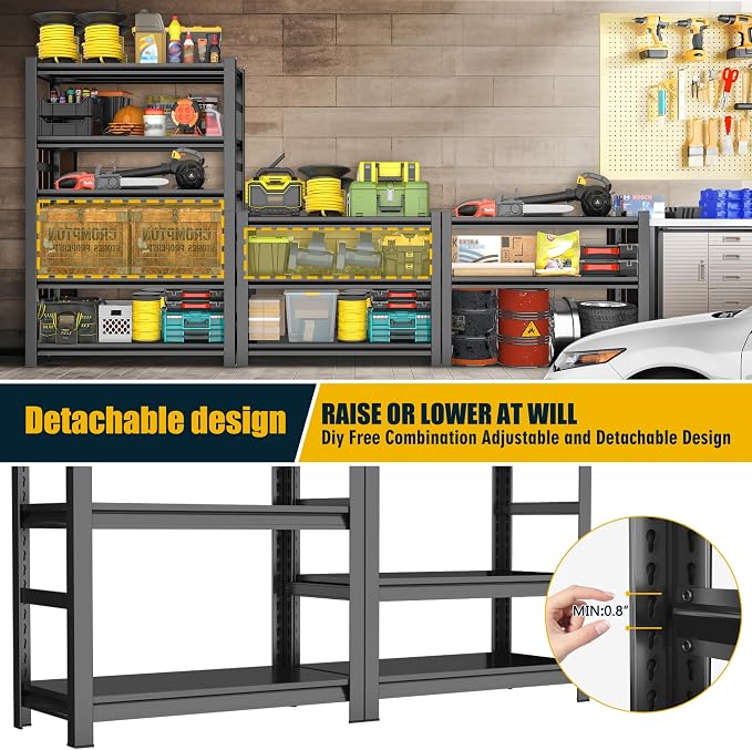78" H, Metal Garage Shelving Heavy Duty 5-Tier Adjustable Storage Shelves Easy - Image 7