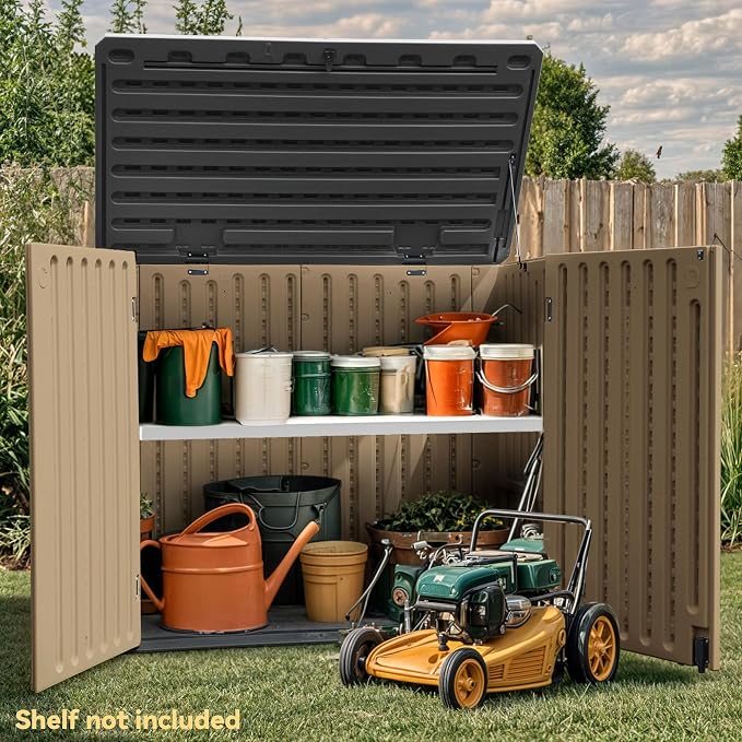 DWVO 35 Cuft Outdoor Horizontal Storage, Waterproof Resin Storage Shed - Image 2