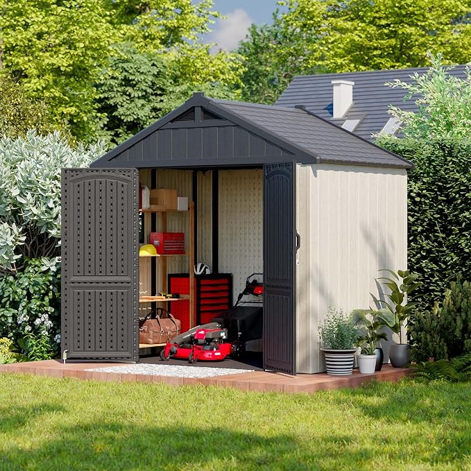 Patiowell 8x6 FT Outdoor Storage Shed, Plastic Shed Resin Garden Shed - Image 2