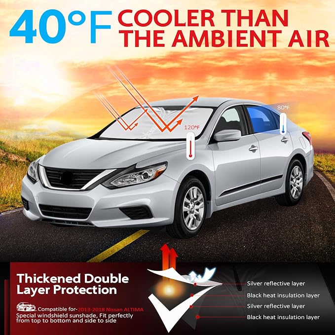 KAYZT Windshield Sun Shade for 2013-2018 Nissan Altima Sedan Foldable Sunshade - Image 2