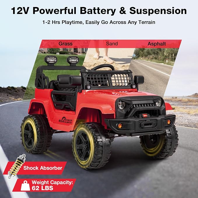 12V Ride On Truck for Kids, Electric Cars for Toddlers w/Remote Control - Image 5