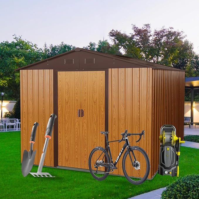 8x10 FT Outdoor Storage Shed, Metal Garden Shed - Image 2
