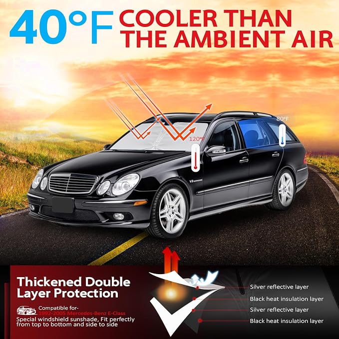 KAYZT Windshield Sun Shade for 1992-2005 Merce-des-Benz E Class E-Class E300 - Image 2