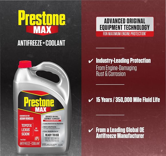 Prestone MAX Asian Red 50/50 Antifreeze Automotive Coolant, Pack of One - Image 3