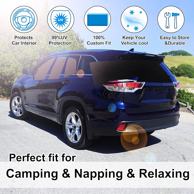 TINGLU Window Shades for Toyota Highlander 2014-2019 Accessories Side Full - Image 6