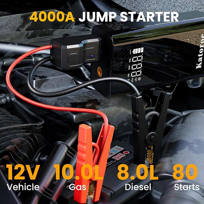 Jump Starter with Air Compressor, 4000A Portable Car Battery Jump Starter - Image 2
