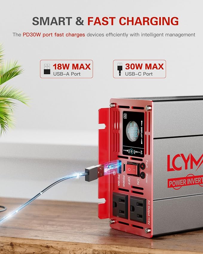 1500 Watt Pure Sine Wave Power Inverter DC 12V to AC 110/120V - Image 2