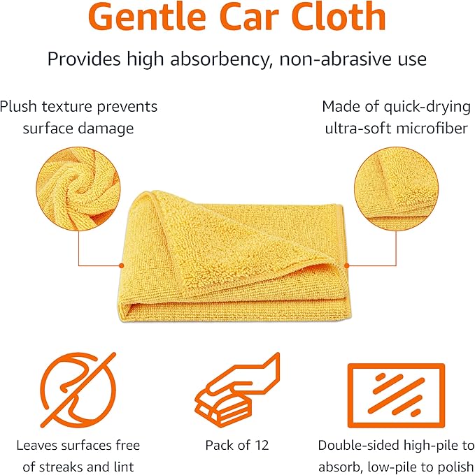 Amazon Basics Microfiber Car Drying Towels, Lint Free, Scratch Free, Highly - Image 2