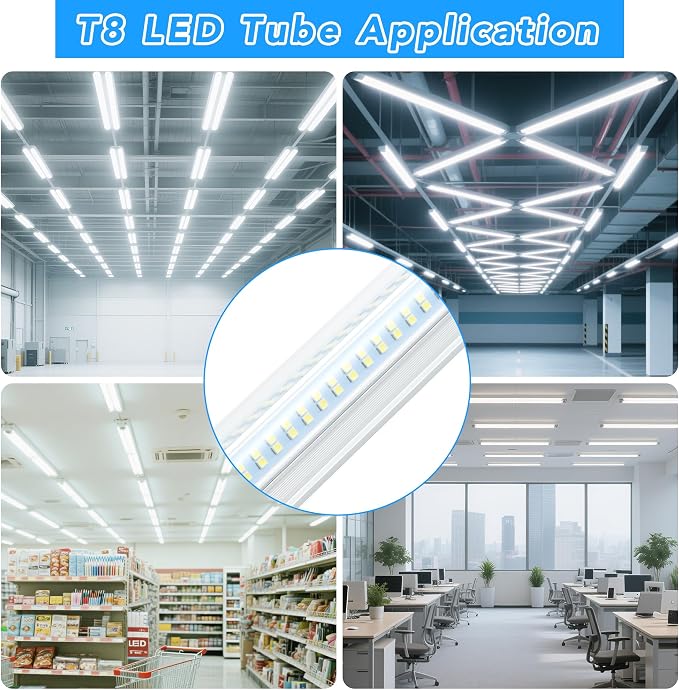 10 Pack 8FT T8 LED Shop Lights, 120W Integrated Tube Light, 19200LM 6000-6500K - Image 6