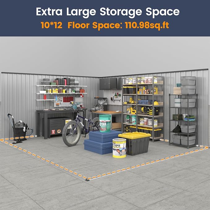 UDPATIO Outdoor Storage Shed 10x12 FT, Outside Sheds & Outdoor Storage Metal - Image 6
