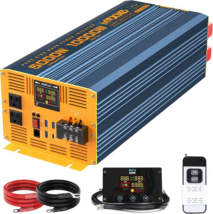 5000 Watt Power Inverter Pure Sine Wave 24V DC to 110V 120V 10000W Peak Heavy by MWXNE